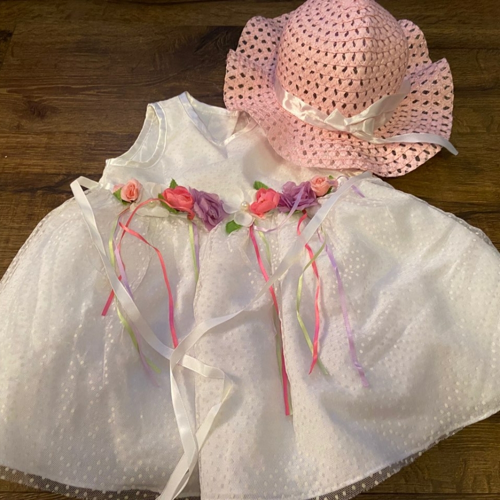 Rare Editions Flower Dress with Hat